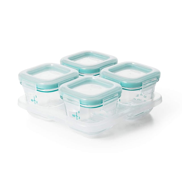 Contenedores de almacenamiento de Alimentos Oxo Tot Glass Baby Blocks Teal 4 oz