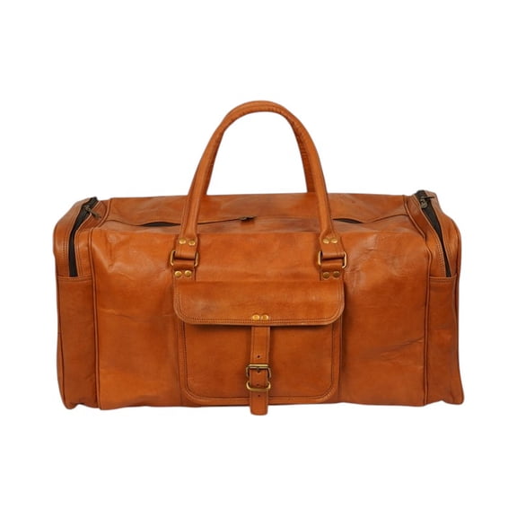 Large Goat Leather Duffel Bag 24 Inch – Handmade Vintage Weekender