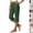 16# (Green), variant on Capris Pants for Women Cotton Linen Casual Straight Leg Elastic Waist Split Button Summer Cropped Pants with Pockets (White,M)