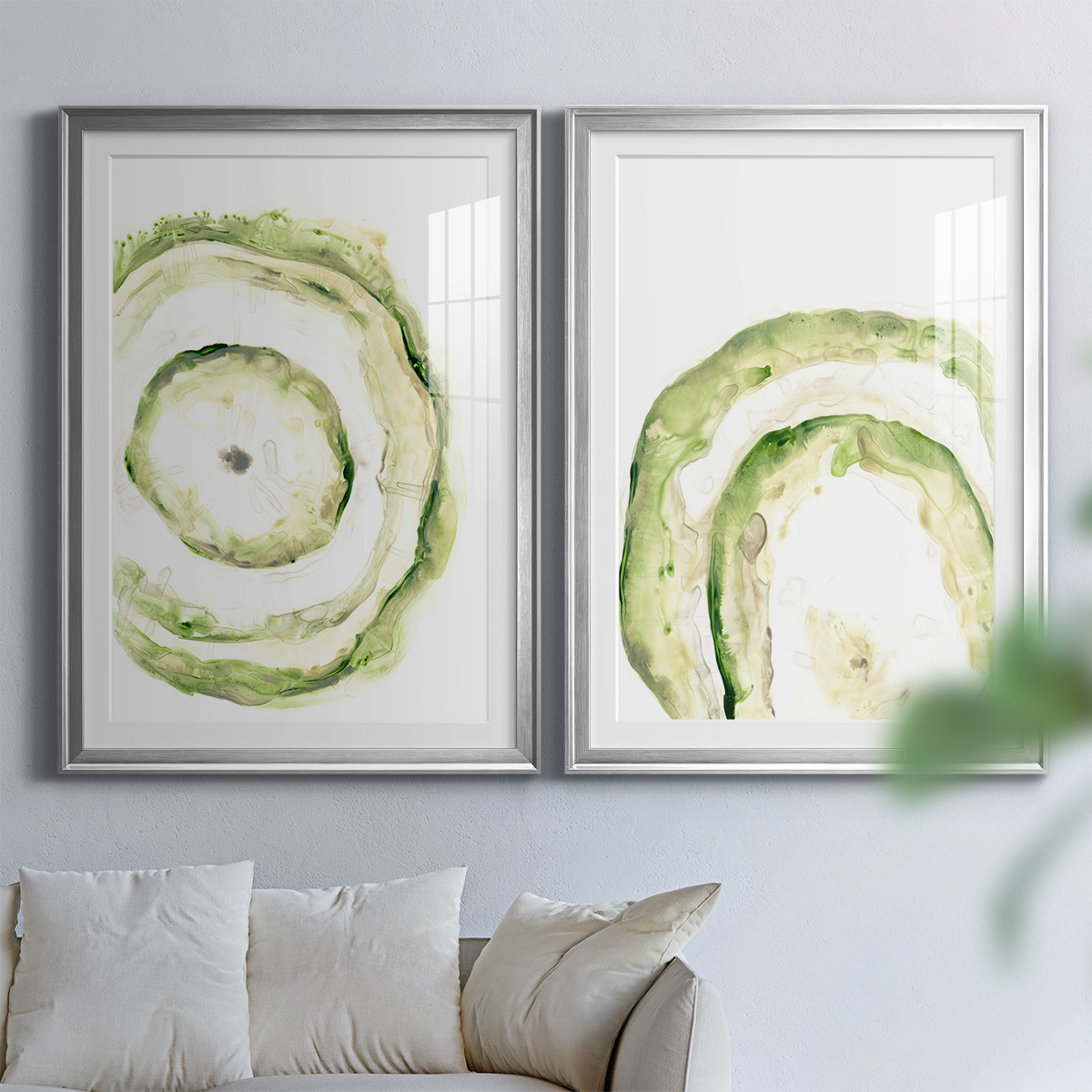 Wexford Home Lichen Halo III Premium Framed Print, 26.5" x 36.5" - Ready to Hang, Silver (Set of 2)