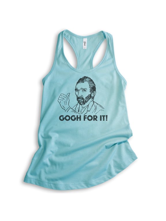 Gogh For It Vincent Van Gogh Tank Top, Ladies Racerback Tank Top, Funny Artist Impressionist Art Tank, Cancun, Medium