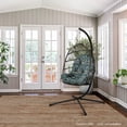 thumbnail image 3 of ARDEN Plush Indoor / Outdoor Egg Chair Cushion, 34 x 49, Water Repellent, Fade Resistant, Tufted for Comfort Sapphire Aurora Blue Damask, 3 of 9