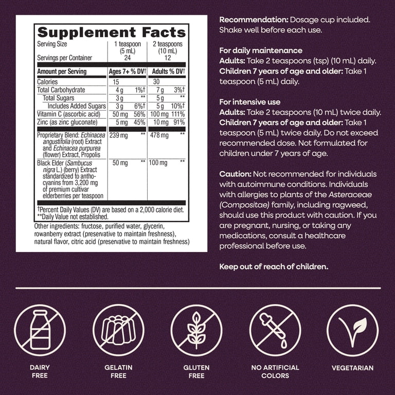 Nature's Way Sambucus Immune Elderberry Syrup With Zinc & Vitamin C, 4oz photo 2