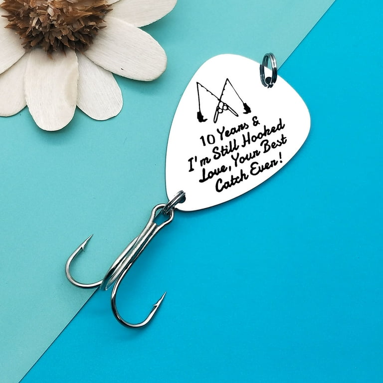 10th Anniversary Gifts For Him Men Fishing Lure Gifts Fisherman Gifts for Husband  Boyfriend 10 Years Anniversary Hook Gifts Wedding Anniversary Birthday Gifts  Valentines Day Gifts Fishing Hooks Gift 