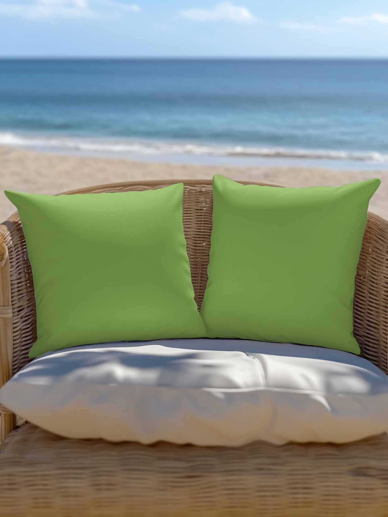 Waterproof Outdoor Throw Pillows with Inserts 18"x18" Set of 2, Green Soft Decorative Pillowcases for Couch Bedroom, Solid Color Simple Abstract Fashion Light Color Pillow Covers for Sofa Living Room