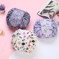 thumbnail image 2 of Women Drawstring Cosmetic Bag Travel Storage Makeup Bag Organizer Foldable Make Up Pouch Portable Waterproof Toiletry Case red, 2 of 6