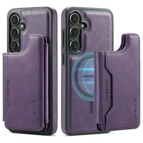 Dteck for Samsung Galaxy S25 Magnetic Case with Detachable Wallet Card Holder, Compatible with MagSafe, RFID Blocking Credit Slots Kickstand Shockproof Phone Cover for Women Men,Purple