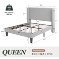 thumbnail image 3 of Amolife Queen Size Platform Bed Frame with Velvet Upholstered Wingback Headboard, Light Gray, 3 of 12