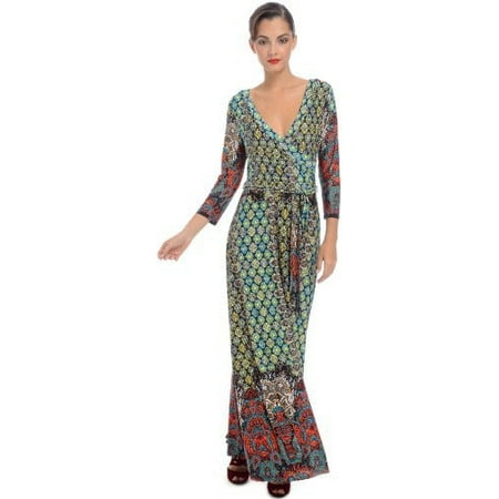Mock Wrap Jersey Dress - Moroccan Jersey Wrap Maxi Dress