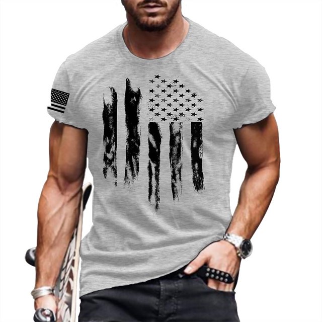 2024 Été Chemises de Musculation pour Hommes Manches Courtes Col Rond T-Shirts Impression Logo 3D Ample Respirant Mode Simple Hauts