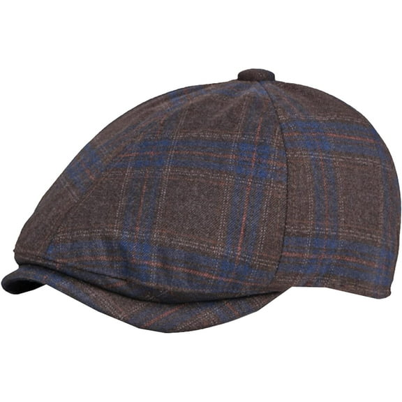 CoCopeaunts Beret Hats for Men 6 Panels Octagonal Newsboy Cap Retro Plaid Artist Painter Beret Hat Ivy Cap Autumn Winter Hat
