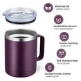 thumbnail image 3 of 12oz Stainless Steel Travel Mug with Handle & Lid - Double Wall Insulated Coffee Cup for Hot & Cold Drinks, Camping, Tea - Plum, Set of 1, 3 of 9