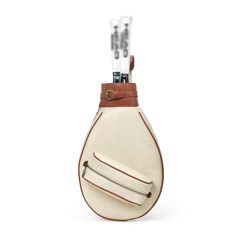 Jiibva Badminton Racquet Crossbody Bag Leather Tennis Sports Shoulder Bag Can Accommodate 2 Rackets Storage Bag Tennis Racket Bag Handbag for Women Men
