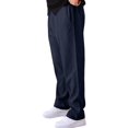 thumbnail image 2 of Men's Drawstring Waist Seamed Straight Leg Casual Pants Navy Blue L, 2 of 10