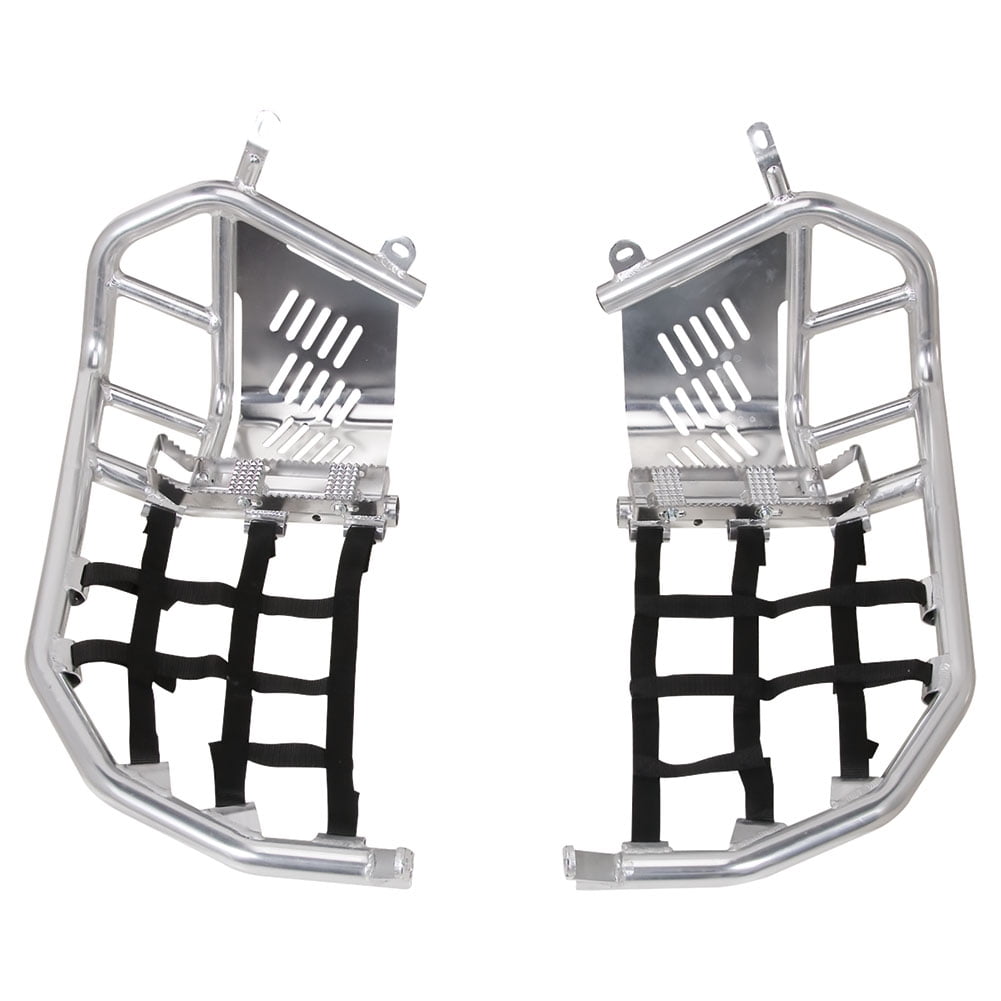 Tusk Foot Peg Nerf Bars With Heel Guards Silver With Black Webbing