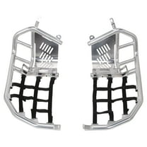 Tusk Foot Peg Nerf Bars With Heel Guards Silver With Black Webbing Compatible with Kawasaki KFX 450R 2008-2014