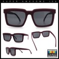 thumbnail image 2 of Beveled Thick Plastic Retro Horn Rim Rectangle Sunglasses Burgundy - Black, 2 of 8