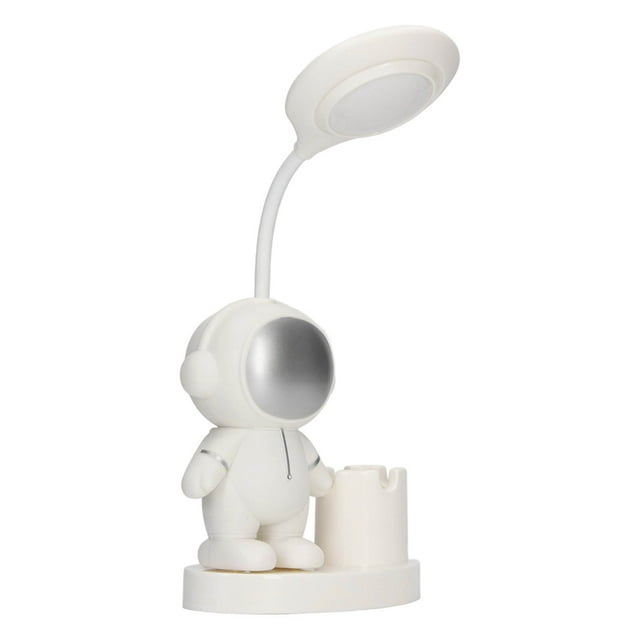 Small Desk Lamp, Silicone Hose Study Lamp LED Light Source With Pen Holder Sharpener For Dorm White,Pink,Blue