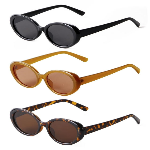 Gafas de Sol Laurinny Ovaladas Retro de los 90 UV400 para Mujer 3 Paquetes