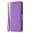thumbnail image 4 of Feishell Phone Case for Samsung Galaxy A15, Lychee Texture Plain PU Leather Magnetic Clasp Folio Flip Kickstand Wallet Phone Case with Card Slots & Wrist Strap, Violet, 4 of 9
