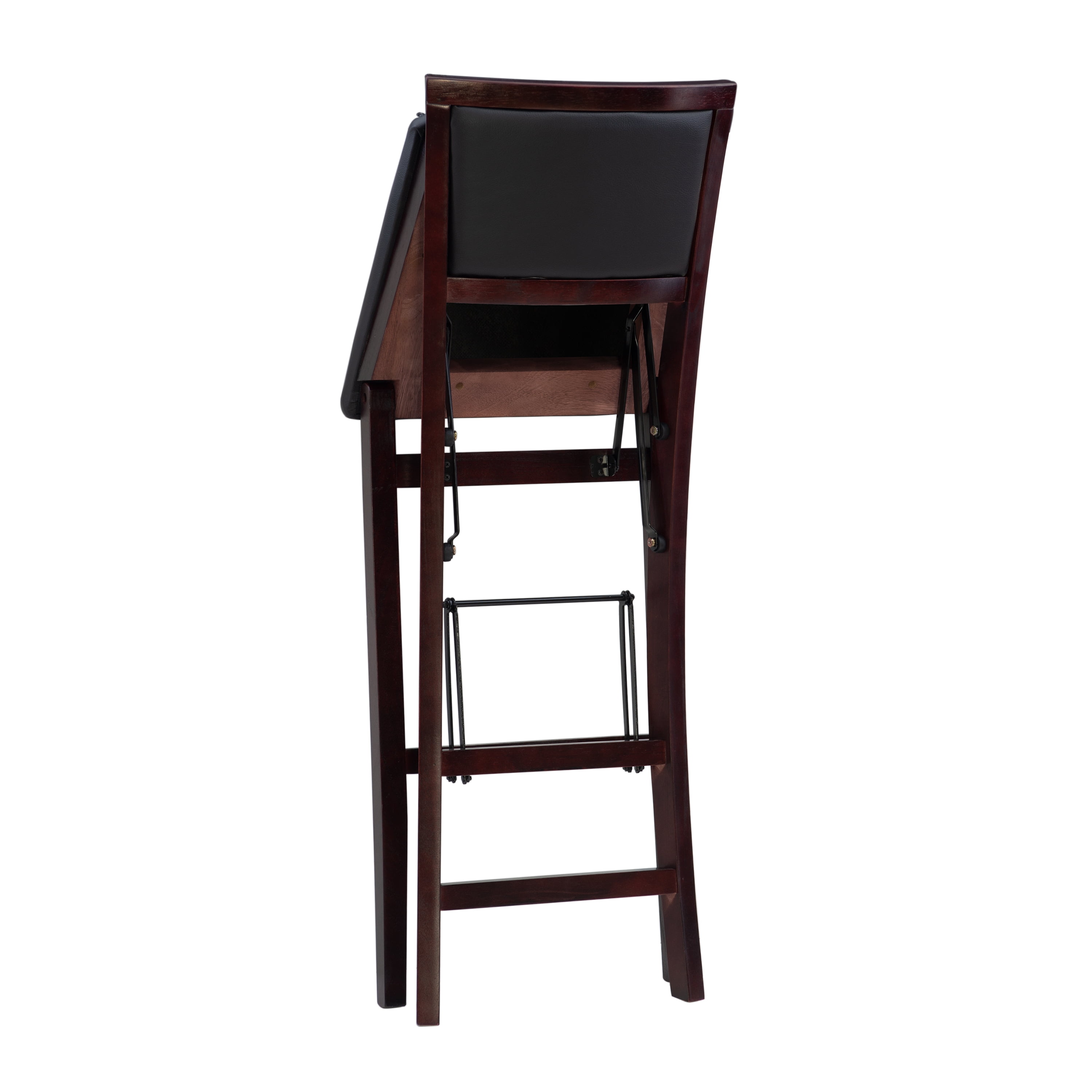 Linon Torino 30" Cross-Back Indoor Folding Wood Bar Stool, Espresso/Dark Brown