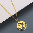 thumbnail image 2 of Pounoo New Clearance World Map Clavicle Chain Necklace Personality Jewelry Gift Holiday Necklace Fathers Day Gifts Travel Essentials Gold, 2 of 4