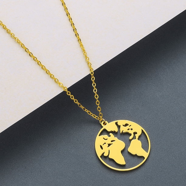 Collar para mujer, joyería para mujer, collar de cadena de clavícula con mapa del mundo, joyería de personalidad, regalo, collar festivo, un collar