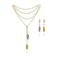 thumbnail image 1 of Vangania collar largo ajustable de plumas bicolor dorado plateado 100 cm, 1 of 8