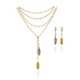 thumbnail image 1 of Vangania collar largo ajustable de plumas bicolor dorado plateado 100 cm, 1 of 8