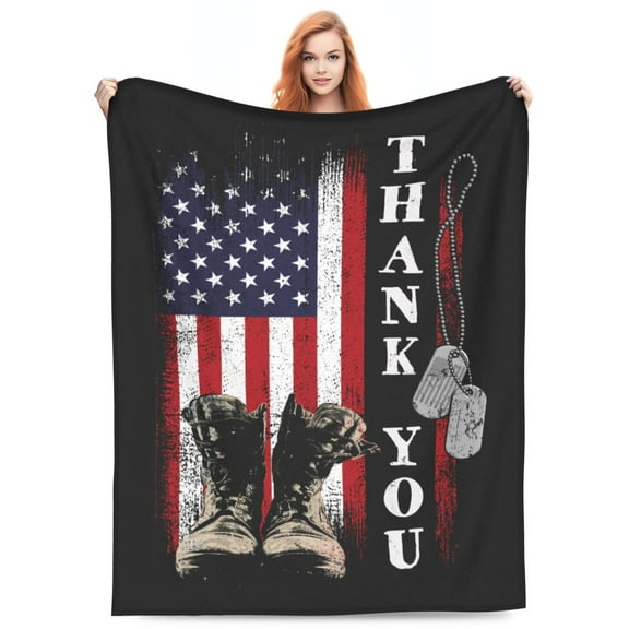 Thank You Veteran Blanket Soft and Warm Cozy Flannel Lightweight Throw Blanket for Couch Sofa Bed 50x40