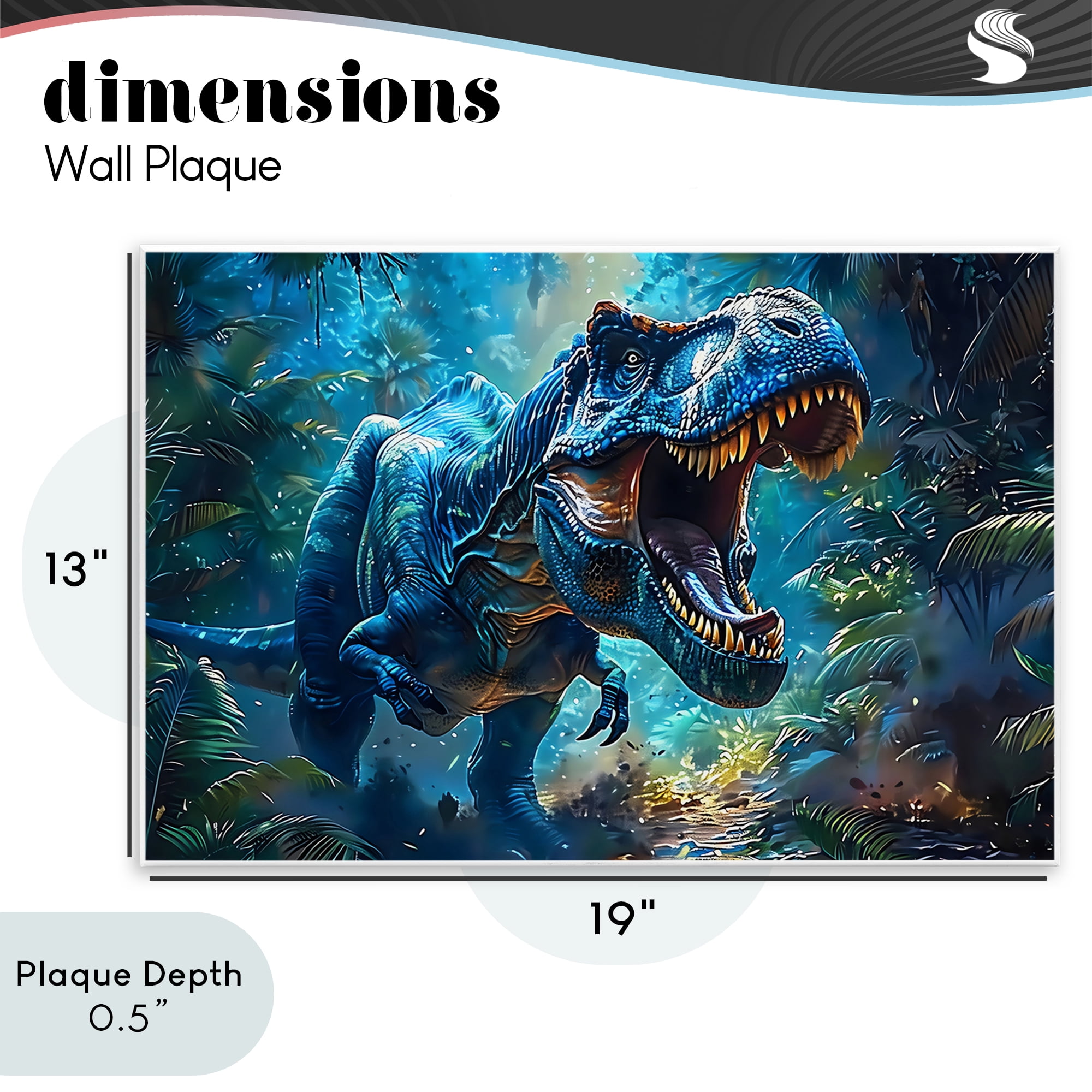Stupell Industries Blue Toned Dinosaur Roar Wall Plaque Art, design by Creative Studio