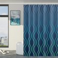 thumbnail image 6 of Blue Shower Curtain Ombre Gradient Shower Curtain for Bathroom Abstract Blue Lines Waterproof Fabric Shower Curtain Set with Hooks 72x84 inches, 6 of 6