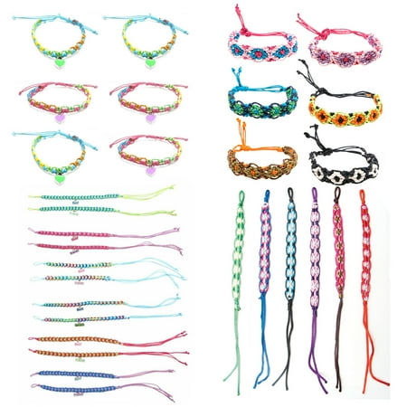 - 30 PCs Friendship Bracelets for Girls, Teens, Women - Handmade Woven Friendship Bracelet Bulk Set with 12 Party Favor Bags - Great for Gifts