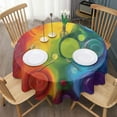thumbnail image 3 of Colorful Tie Dye Circle Swirl Pattern Round Tablecloth 60"x60",Wrinkle Wipeable Table Cloth for Kitchen Dining Room Picnic Patio Party, 3 of 6