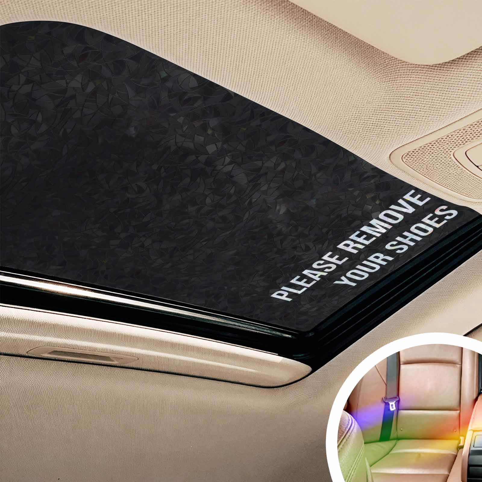 Black Window Privacy Film Stain Glass,Reusable Decorative Rainbow Window Film,Funny Letters Please Remove Your Shoes Non-Adhesive Static Cling Sun Blocking Stickers Decals Covers 23.6" x 78.7" (2pcs)