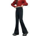 thumbnail image 2 of KAUOD Girls Cropped Flare Jeans Ankle Length Wide Leg Bell-Bottom Denim Pants Kids School 𝐔niform Retro Straight Trousers, 2 of 8