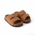 thumbnail image 2 of Kids Adjustable Double Strap Slide Sandals Boys & Girls Open Toe Slippers Soft Flat Summer Slides for Casual Daily Wear Brown Size 7-8 Years, 2 of 4