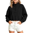 thumbnail image 2 of Frostluinai Girls Zip Mock Neck Sweatshirts Crop Pullover Tops Oversized Long Sleeve Drop Shoulder Sweat Shirts with Pocket 5-16 Years, 2 of 7