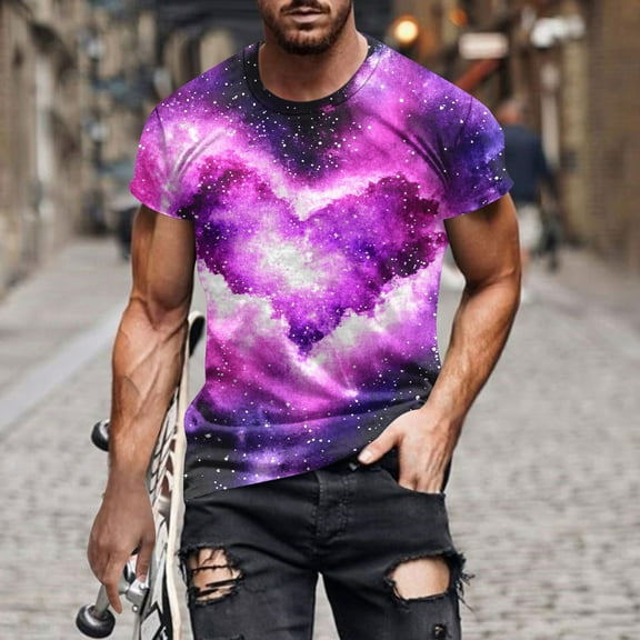Fznquz White T Shirts for Men Summer Short Sleeve Crew Neck T-Shirt Casual Tie Dye Shirt XXL