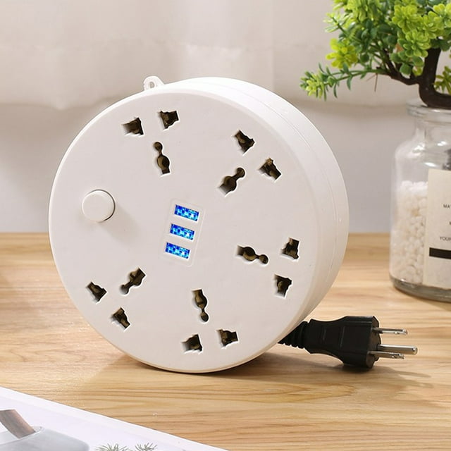 Ersazi Outdoor Smart Plug Waterproof Travel Power Strip,6.56Ft Extension Cord With 3 Usb Ports And 5-Outlet,Wide Spaced Multi Outlets Plugs Sockets,Room,For Room,Work In Clearance White