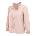 thumbnail image 4 of Endives Womens Long Sleeved Ruffled Shirt Casual Blouse Fall Tops Light Pink, 4 of 7