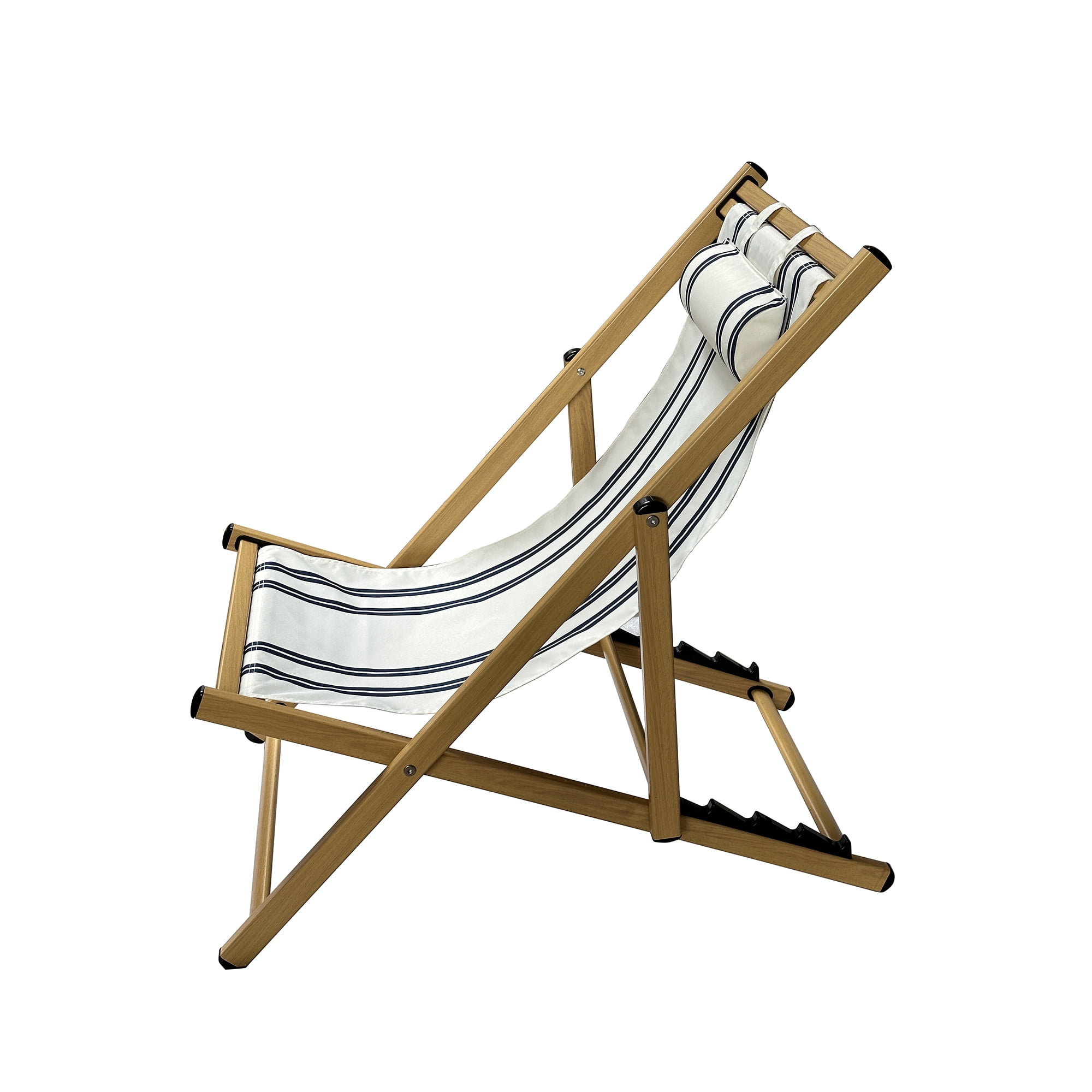 (2 pack) Mainstays Resort Sling Fabric Chair, Beige & Blue Stripe