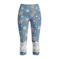 thumbnail image 5 of CBASIHI Womens Floral Denim Capri Leggings with Pockets- Workout Casual Tummy Control Elastic High Waisted Fitness Yoga Pants Cosmos Lace Size M, 5 of 8