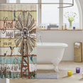 thumbnail image 3 of Windmill Bathroom Shower Curtain Sets,Rustic Farmhouse Shower Curtain 72" W X 78" L Hummingbird Rooster Cow Farm Animal Wooden Board Vintage Country Western Bathroom Curtains Windmill Decor, 3 of 4