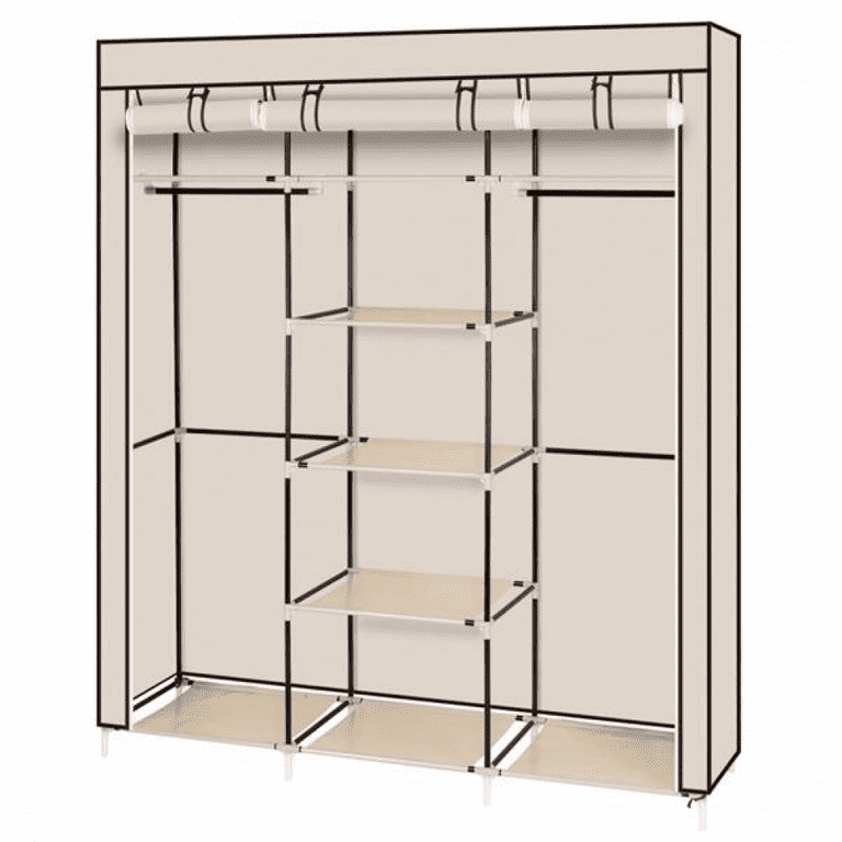 Portable Closet, Closet Storage with 6 Shelves, Clothes Rack with  Waterproof Cover, Closet Organizer with Durable Metal Frame Wardrobe for  Bedroom, 67x41x18 Inch 