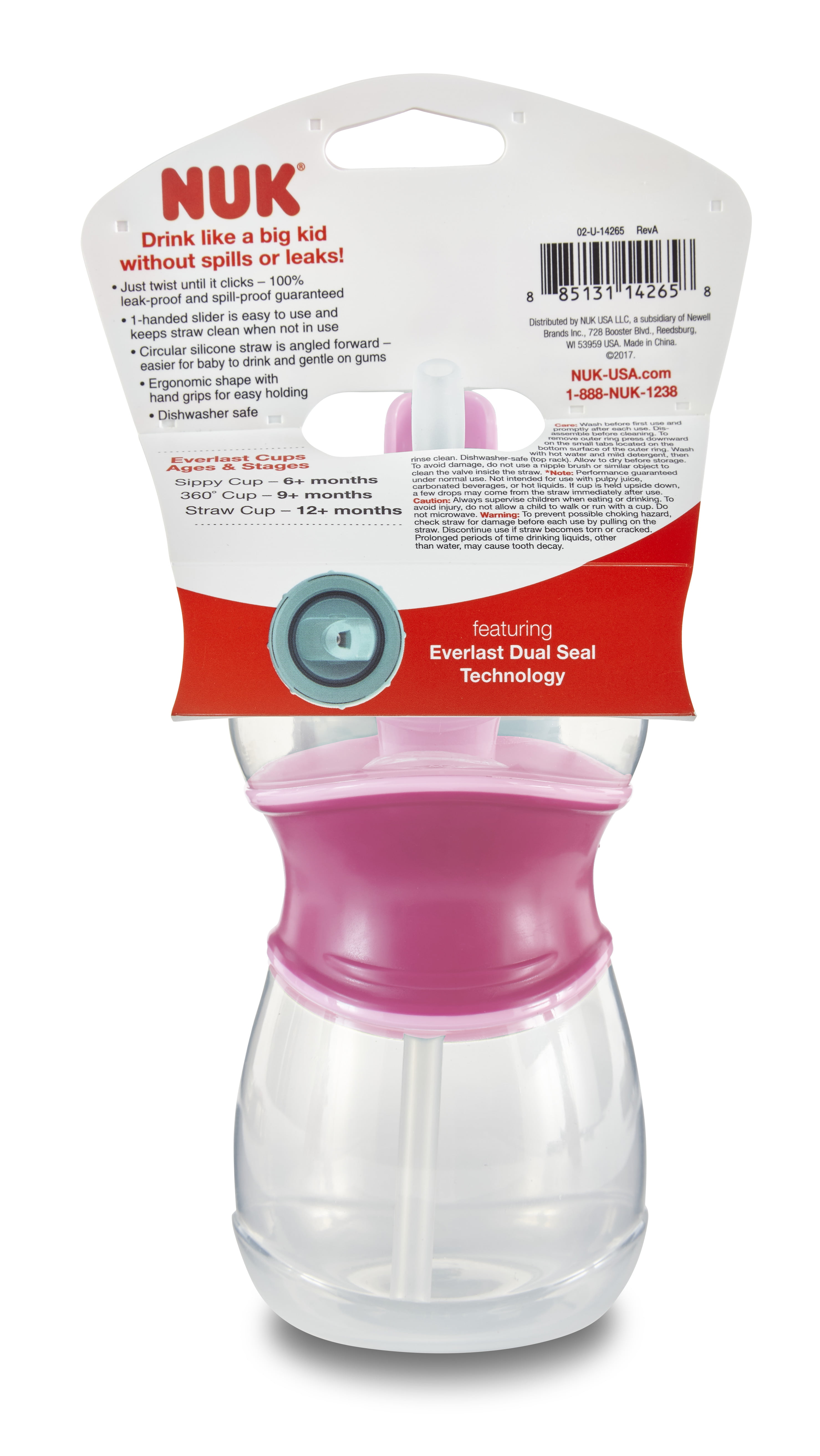 Nuk For Nature Everlast Weighted Straw Cup - Pink - 10oz : Target