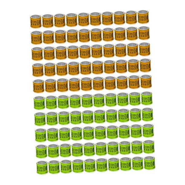 100 anillos numerados para patas de palomas de carreras, 2023, para loros y pollos amarillo y naranja