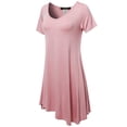 thumbnail image 3 of FashionOutfit Women's Solid Short Sleeves Asymmetrical Swing Tunic Top T-Shirt - Made in USA, 3 of 6
