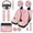 Pink Leopard Print, variant on XYZCANDO Duck Camo 14 Pack Car Seat Covers Full Set Steering Wheel Cover Auto Center Console Pad Seat Belt Pads Headrest Covers Cup Coasters for Most Cars SUVs Sedans