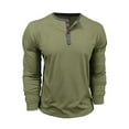 thumbnail image 3 of OGLCCG Men's Henley Shirts Lightweight Long Sleeve Button T-Shirt Casual Spring Summer Solid Color Cotton Crewneck Pullover Shirts,M,Army Green, 3 of 7